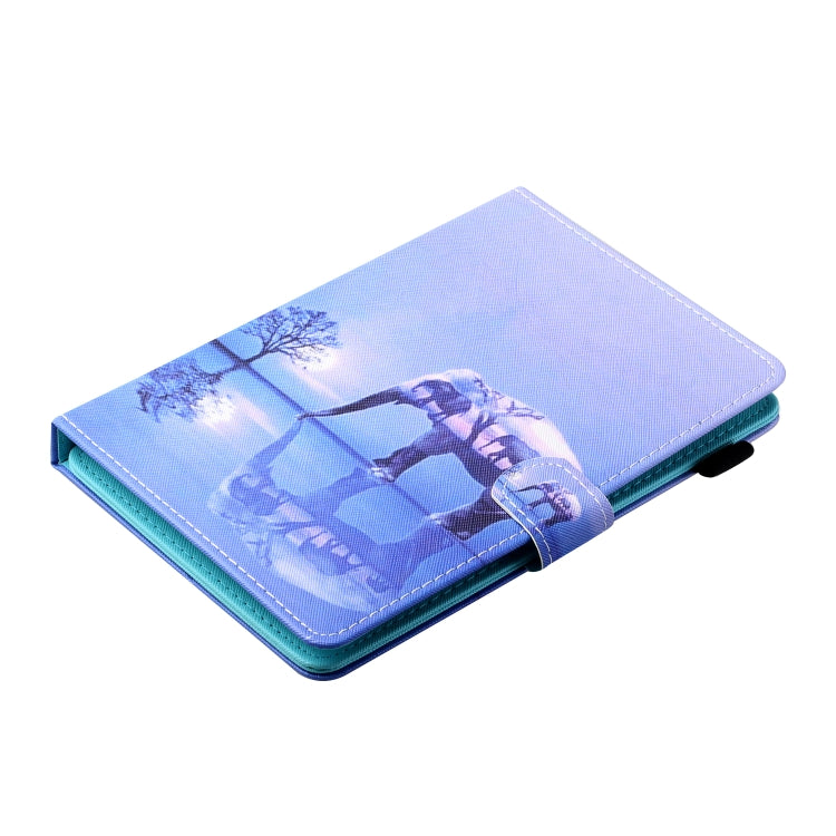 For 7 inch Tablet PC Universal Sewing Thread Horizontal Painted Flat Leather Case with Pen Cover & Anti Skid Strip & Card Slot & Holder(Tree And Elephant) - 7 inch by buy2fix | Online Shopping UK | buy2fix