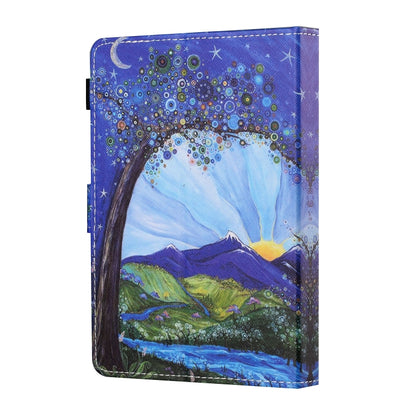 For 7 inch Tablet PC Universal Sewing Thread Horizontal Painted Flat Leather Case with Pen Cover & Anti Skid Strip & Card Slot & Holder(Sunrise With Tree) - 7 inch by buy2fix | Online Shopping UK | buy2fix