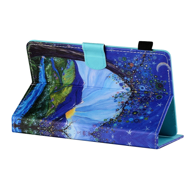 For 7 inch Tablet PC Universal Sewing Thread Horizontal Painted Flat Leather Case with Pen Cover & Anti Skid Strip & Card Slot & Holder(Sunrise With Tree) - 7 inch by buy2fix | Online Shopping UK | buy2fix