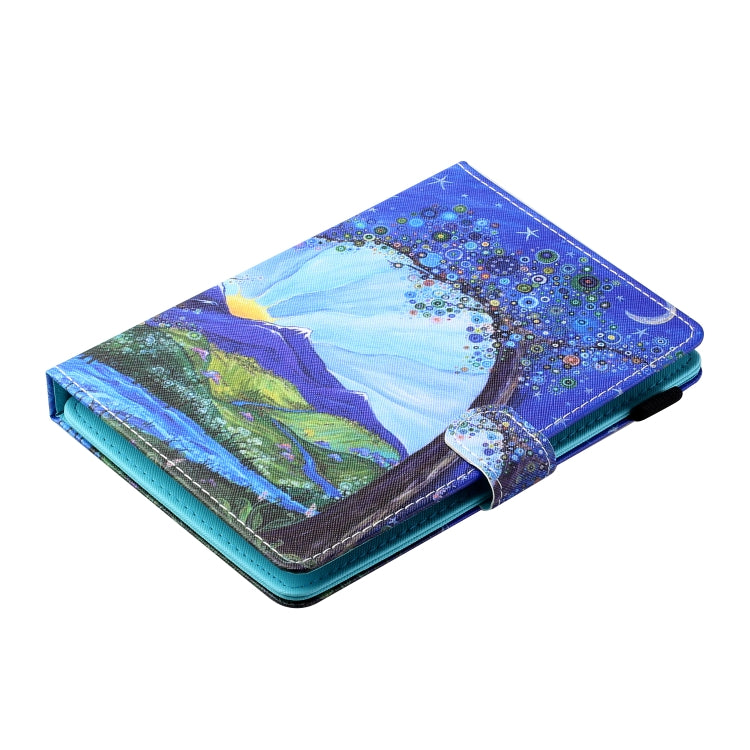 For 7 inch Tablet PC Universal Sewing Thread Horizontal Painted Flat Leather Case with Pen Cover & Anti Skid Strip & Card Slot & Holder(Sunrise With Tree) - 7 inch by buy2fix | Online Shopping UK | buy2fix