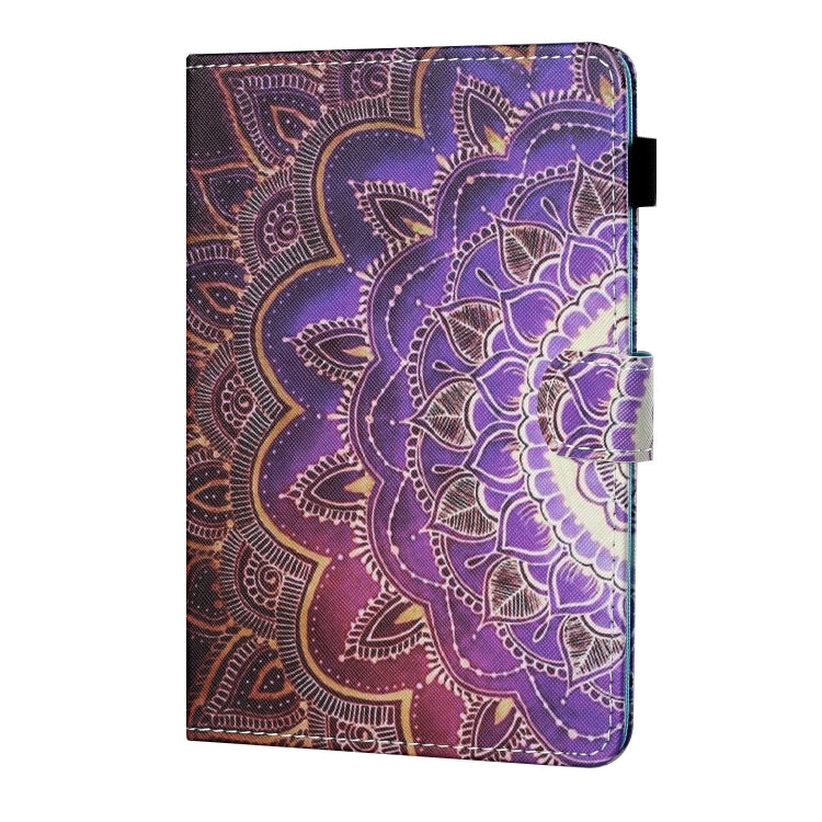 For 8 inch Tablet PC Universal Sewing Thread Horizontal Painted Flat Leather Case with Pen Cover & Anti Skid Strip & Card Slot & Holder(Datura Flowers) - 8 inch by buy2fix | Online Shopping UK | buy2fix