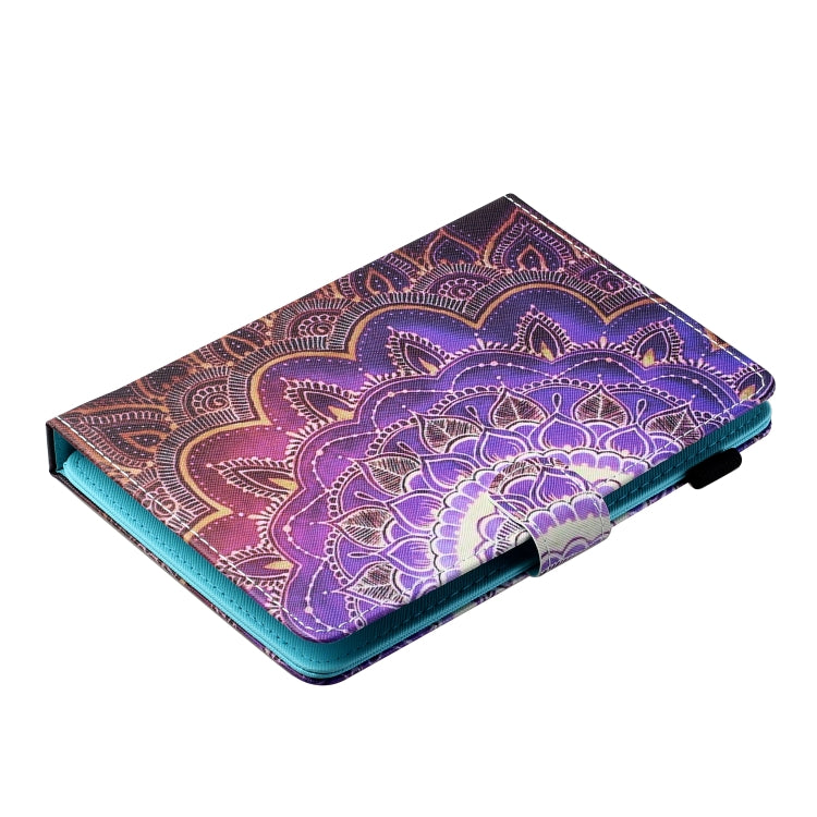 For 8 inch Tablet PC Universal Sewing Thread Horizontal Painted Flat Leather Case with Pen Cover & Anti Skid Strip & Card Slot & Holder(Datura Flowers) - 8 inch by buy2fix | Online Shopping UK | buy2fix