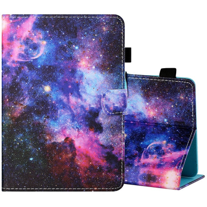 For 8 inch Tablet PC Universal Sewing Thread Horizontal Painted Flat Leather Case with Pen Cover & Anti Skid Strip & Card Slot & Holder(Starry Sky) - 8 inch by buy2fix | Online Shopping UK | buy2fix