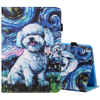 For iPad 10.2 / iPad Air 10.5 2019 Sewing Thread Horizontal Painted Flat Leather Case with Pen Cover & Anti Skid Strip & Card Slot & Holder & Sleep / Wake-up Function(Oil Painting Dog) - iPad 10.2 Cases by buy2fix | Online Shopping UK | buy2fix