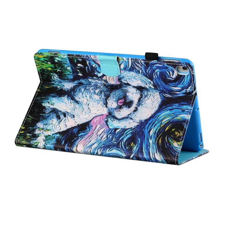 For iPad 10.2 / iPad Air 10.5 2019 Sewing Thread Horizontal Painted Flat Leather Case with Pen Cover & Anti Skid Strip & Card Slot & Holder & Sleep / Wake-up Function(Oil Painting Dog) - iPad 10.2 Cases by buy2fix | Online Shopping UK | buy2fix