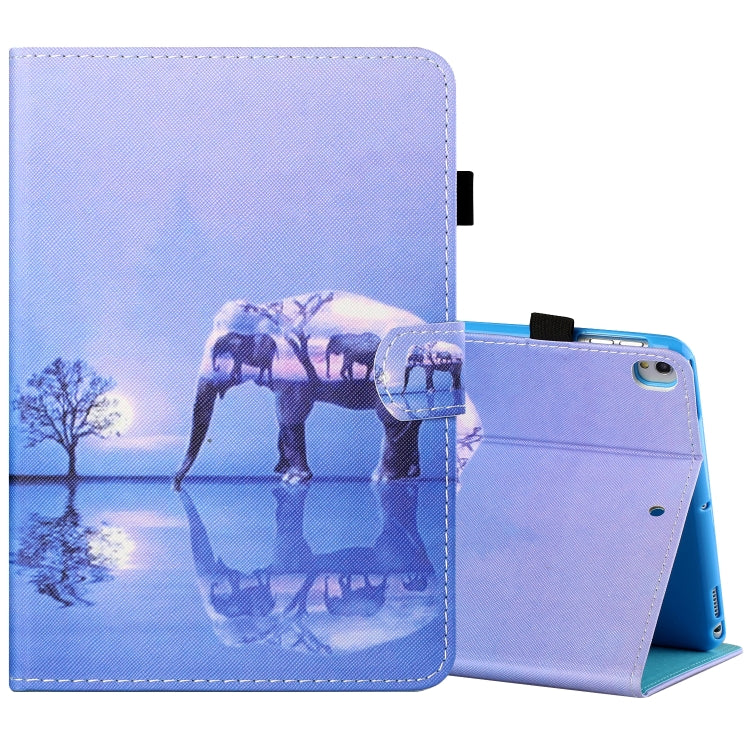 For iPad 10.2 / iPad Air 10.5 2019 Sewing Thread Horizontal Painted Flat Leather Case with Pen Cover & Anti Skid Strip & Card Slot & Holder & Sleep / Wake-up Function(Tree And Elephant) - iPad 10.2 Cases by buy2fix | Online Shopping UK | buy2fix