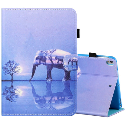 For iPad 10.2 / iPad Air 10.5 2019 Sewing Thread Horizontal Painted Flat Leather Case with Pen Cover & Anti Skid Strip & Card Slot & Holder & Sleep / Wake-up Function(Tree And Elephant) - iPad 10.2 Cases by buy2fix | Online Shopping UK | buy2fix