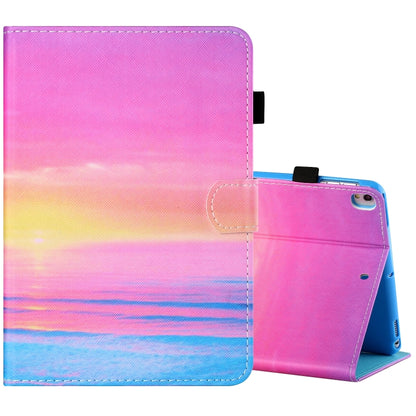 For iPad 10.2 / iPad Air 10.5 2019 Sewing Thread Horizontal Painted Flat Leather Case with Pen Cover & Anti Skid Strip & Card Slot & Holder & Sleep / Wake-up Function(Sunrise) - iPad 10.2 Cases by buy2fix | Online Shopping UK | buy2fix