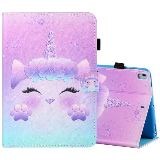 For iPad 10.2 / iPad Air 10.5 2019 Sewing Thread Horizontal Painted Flat Leather Case with Pen Cover & Anti Skid Strip & Card Slot & Holder & Sleep / Wake-up Function(Horse) - iPad 10.2 Cases by buy2fix | Online Shopping UK | buy2fix