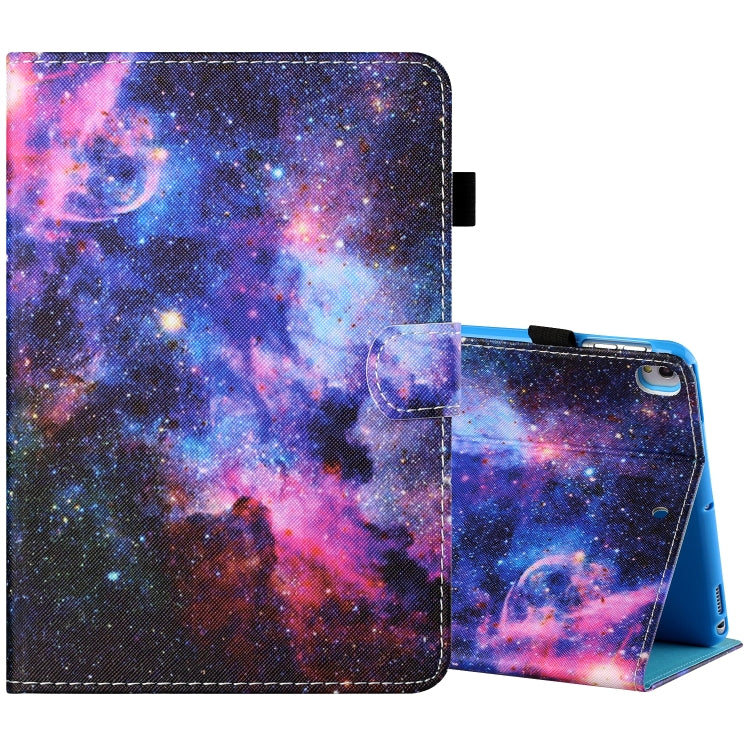 For iPad 10.2 / iPad Air 10.5 2019 Sewing Thread Horizontal Painted Flat Leather Case with Pen Cover & Anti Skid Strip & Card Slot & Holder & Sleep / Wake-up Function(Starry Sky) - iPad 10.2 Cases by buy2fix | Online Shopping UK | buy2fix