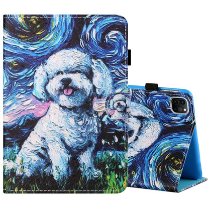 For iPad Pro 11 inch (2020) / (2018) Sewing Thread Horizontal Painted Flat Leather Tablet Case with Pen Cover & Anti Skid Strip & Card Slot & Holder & Sleep / Wake-up Function(Oil Painting Dog) - iPad Pro 11 (2020) Cases by buy2fix | Online Shopping UK | buy2fix