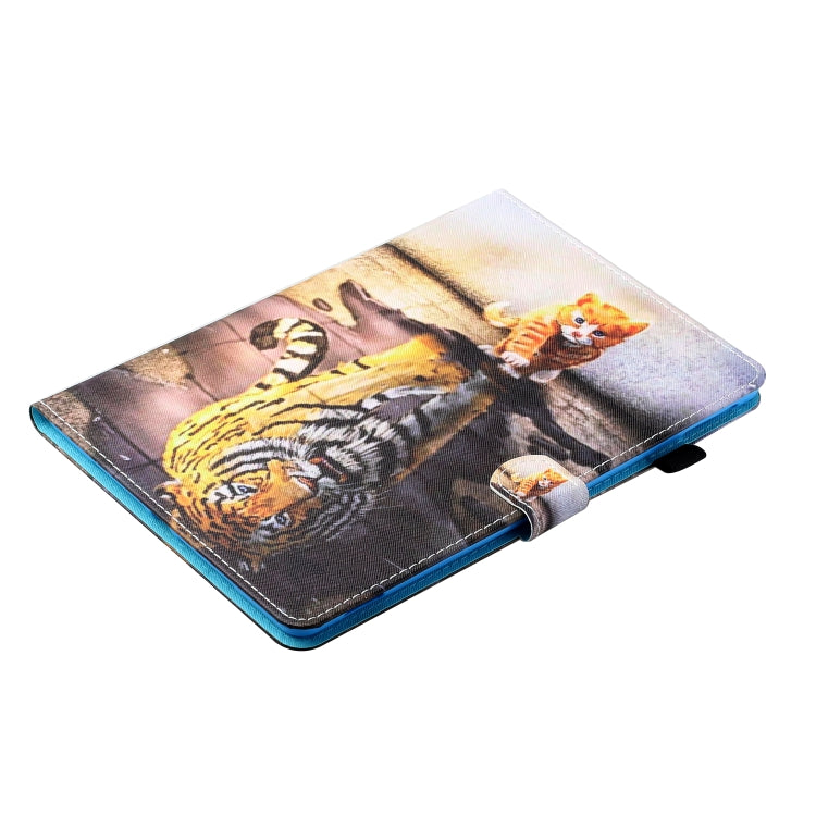 For iPad Pro 11 inch (2020) / (2018) Sewing Thread Horizontal Painted Flat Leather Tablet Case with Pen Cover & Anti Skid Strip & Card Slot & Holder & Sleep / Wake-up Function(Cat And Tiger) - iPad Pro 11 (2020) Cases by buy2fix | Online Shopping UK | buy2fix