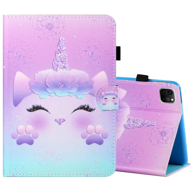 For iPad Pro 11 inch (2020) / (2018) Sewing Thread Horizontal Painted Flat Leather Tablet Case with Pen Cover & Anti Skid Strip & Card Slot & Holder & Sleep / Wake-up Function(Horse) - iPad Pro 11 (2020) Cases by buy2fix | Online Shopping UK | buy2fix