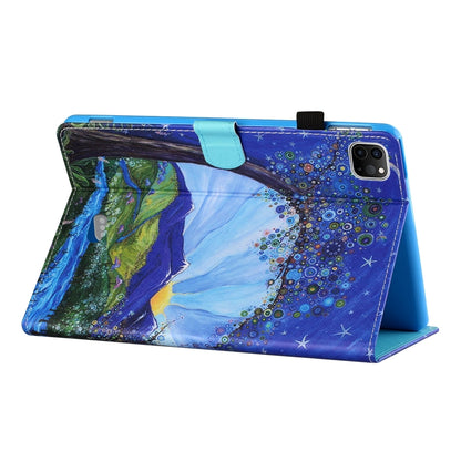 For iPad Pro 11 inch (2020) / (2018) Sewing Thread Horizontal Painted Flat Leather Tablet Case with Pen Cover & Anti Skid Strip & Card Slot & Holder & Sleep / Wake-up Function(Sunrise With Tree) - iPad Pro 11 (2020) Cases by buy2fix | Online Shopping UK | buy2fix