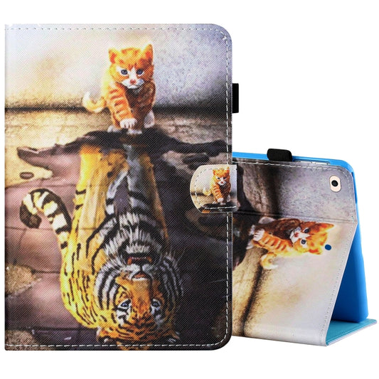 Sewing Thread Horizontal Painted Flat Leather Case with Pen Cover & Anti Skid Strip & Card Slot & Holder & Sleep / Wake-up Function For iPad Air(Cat And Tiger) - iPad Air (2019) Cases by buy2fix | Online Shopping UK | buy2fix