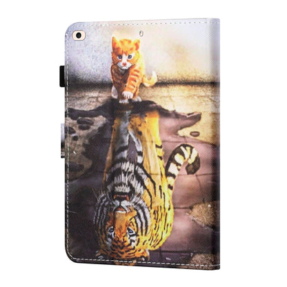 Sewing Thread Horizontal Painted Flat Leather Case with Pen Cover & Anti Skid Strip & Card Slot & Holder & Sleep / Wake-up Function For iPad Air(Cat And Tiger) - iPad Air (2019) Cases by buy2fix | Online Shopping UK | buy2fix