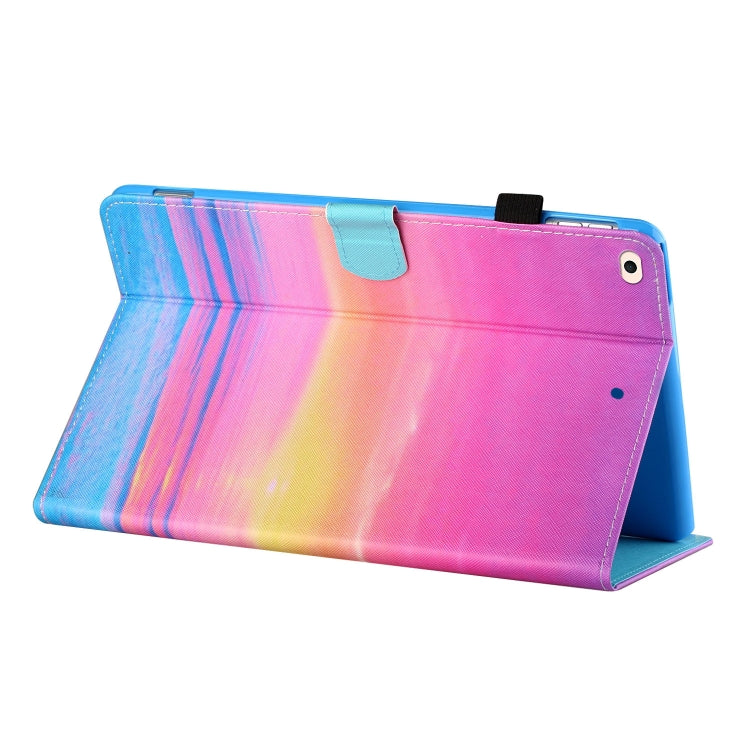 Sewing Thread Horizontal Painted Flat Leather Case with Pen Cover & Anti Skid Strip & Card Slot & Holder & Sleep / Wake-up Function For iPad Air(Sunrise) - iPad Air (2019) Cases by buy2fix | Online Shopping UK | buy2fix