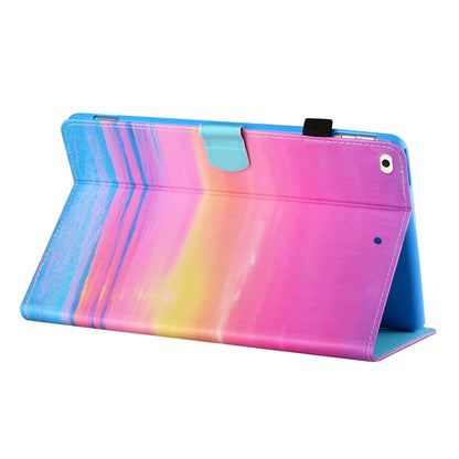 Sewing Thread Horizontal Painted Flat Leather Case with Pen Cover & Anti Skid Strip & Card Slot & Holder & Sleep / Wake-up Function For iPad Air(Sunrise) - iPad Air (2019) Cases by buy2fix | Online Shopping UK | buy2fix