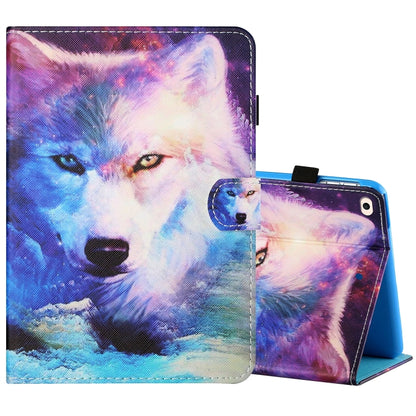 Sewing Thread Horizontal Painted Flat Leather Case with Pen Cover & Anti Skid Strip & Card Slot & Holder & Sleep / Wake-up Function For iPad Air(Wolf) - iPad Air (2019) Cases by buy2fix | Online Shopping UK | buy2fix