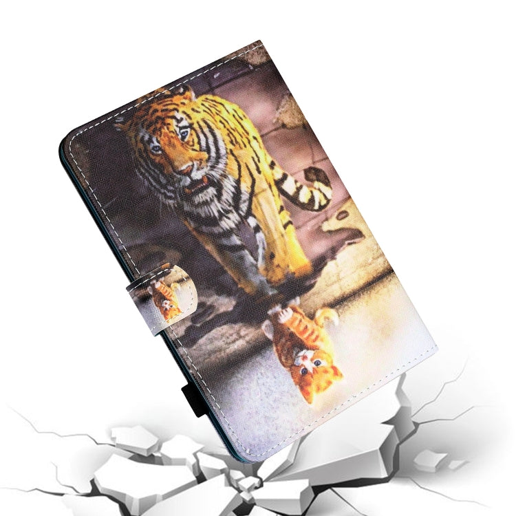 Sewing Thread Horizontal Painted Flat Leather Case with Pen Cover & Anti Skid Strip & Card Slot & Holder & Sleep / Wake-up Function For iPad Air 2(Cat And Tiger) - More iPad Cases by buy2fix | Online Shopping UK | buy2fix