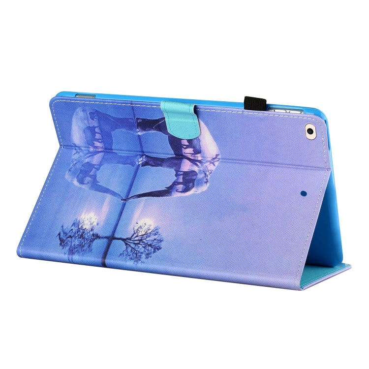 Sewing Thread Horizontal Painted Flat Leather Case with Pen Cover & Anti Skid Strip & Card Slot & Holder & Sleep / Wake-up Function For  iPad 9.7 (2018) / (2017)(Tree And Elephant) - iPad Pro 9.7 inch Cases by buy2fix | Online Shopping UK | buy2fix