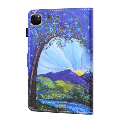 Sewing Thread Horizontal Painted Flat Leather Case with Pen Cover & Anti Skid Strip & Card Slot & Holder & Sleep / Wake-up Function For iPad Air 2022 / 2020 10.9(Sunrise With Tree) - iPad Air (2022) / (2020) 10.9 Cases by buy2fix | Online Shopping UK | buy2fix