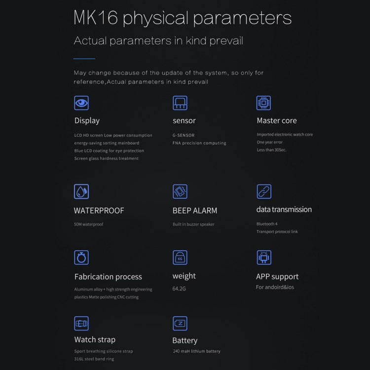 Lokmat MK16 LCD Screen 50m Waterproof Smart Watch, Support Information Reminder / Remote Camera / Walking Motion Monitor(Red) - Smart Watches by Lokmat | Online Shopping UK | buy2fix