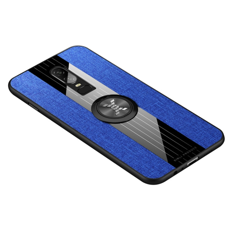 For OnePlus 6 XINLI Stitching Cloth Texture Shockproof TPU Protective Case with Ring Holder(Blue) - OnePlus Cases by XINLI | Online Shopping UK | buy2fix
