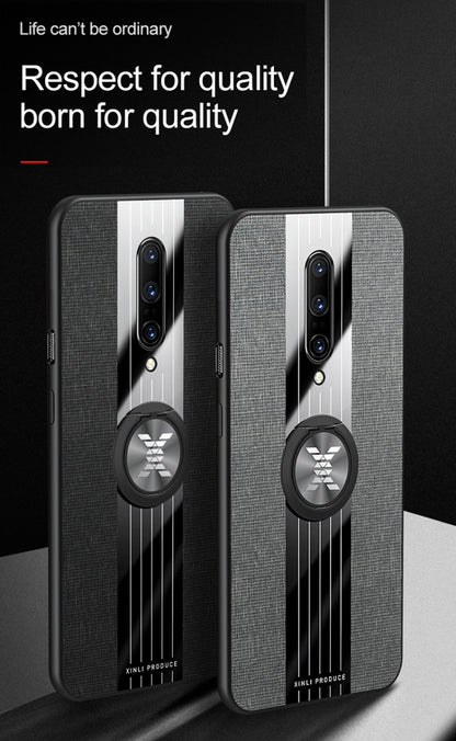 For OnePlus 6 XINLI Stitching Cloth Texture Shockproof TPU Protective Case with Ring Holder(Blue) - OnePlus Cases by XINLI | Online Shopping UK | buy2fix