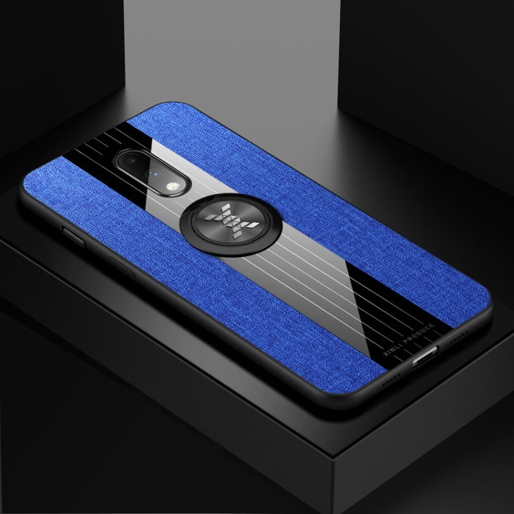 For OnePlus 6T XINLI Stitching Cloth Texture Shockproof TPU Protective Case with Ring Holder(Blue) - OnePlus Cases by XINLI | Online Shopping UK | buy2fix