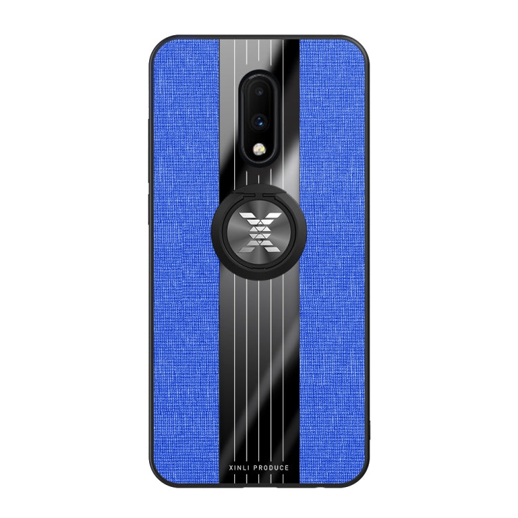 For OnePlus 6T XINLI Stitching Cloth Texture Shockproof TPU Protective Case with Ring Holder(Blue) - OnePlus Cases by XINLI | Online Shopping UK | buy2fix