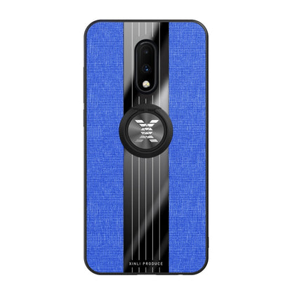 For OnePlus 6T XINLI Stitching Cloth Texture Shockproof TPU Protective Case with Ring Holder(Blue) - OnePlus Cases by XINLI | Online Shopping UK | buy2fix