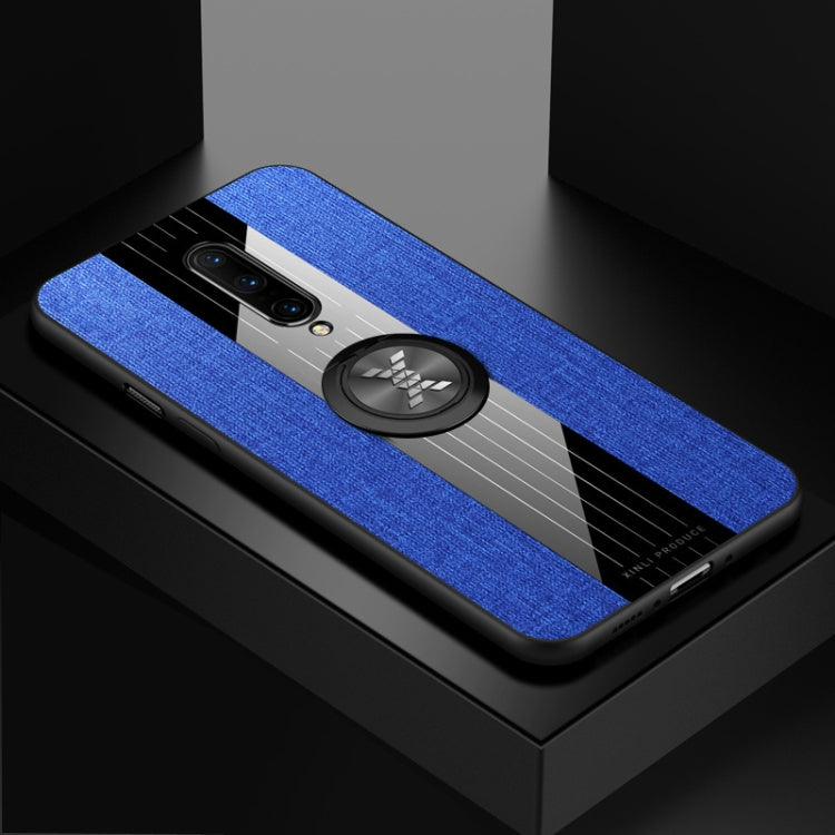 For OnePlus 7 Pro XINLI Stitching Cloth Texture Shockproof TPU Protective Case with Ring Holder(Blue) - OnePlus Cases by XINLI | Online Shopping UK | buy2fix