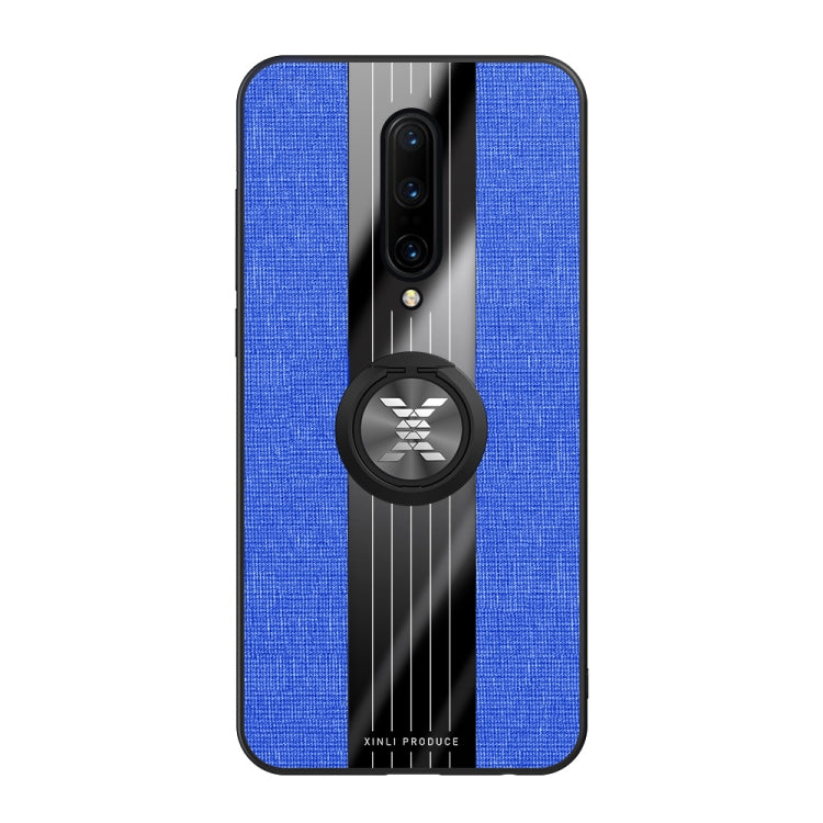 For OnePlus 7 Pro XINLI Stitching Cloth Texture Shockproof TPU Protective Case with Ring Holder(Blue) - OnePlus Cases by XINLI | Online Shopping UK | buy2fix