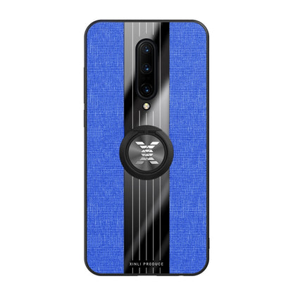 For OnePlus 7 Pro XINLI Stitching Cloth Texture Shockproof TPU Protective Case with Ring Holder(Blue) - OnePlus Cases by XINLI | Online Shopping UK | buy2fix