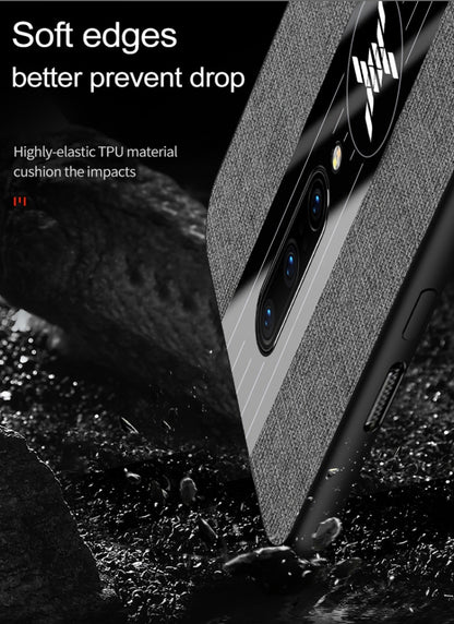 For OnePlus 7 Pro XINLI Stitching Cloth Texture Shockproof TPU Protective Case with Ring Holder(Blue) - OnePlus Cases by XINLI | Online Shopping UK | buy2fix