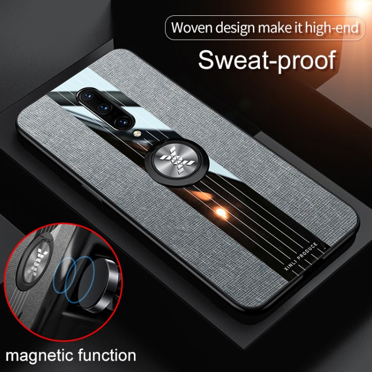 For OnePlus 7 Pro XINLI Stitching Cloth Texture Shockproof TPU Protective Case with Ring Holder(Blue) - OnePlus Cases by XINLI | Online Shopping UK | buy2fix