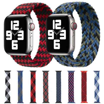 Plastic Buckle Mixed Color Nylon Braided Single Loop Watch Band For Apple Watch Ultra 49mm&Watch Ultra 2 49mm / Series 9&8&7 45mm / SE 3&SE 2&6&SE&5&4 44mm / 3&2&1 42mm, Size:M(Camouflage Red) - Watch Bands by buy2fix | Online Shopping UK | buy2fix