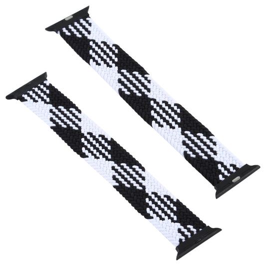 Plastic Buckle Mixed Color Nylon Braided Single Loop Watch Band For Apple Watch Ultra 49mm&Watch Ultra 2 49mm / Series 9&8&7 45mm / SE 3&SE 2&6&SE&5&4 44mm / 3&2&1 42mm, Size:L(Checkered Black White) by buy2fix