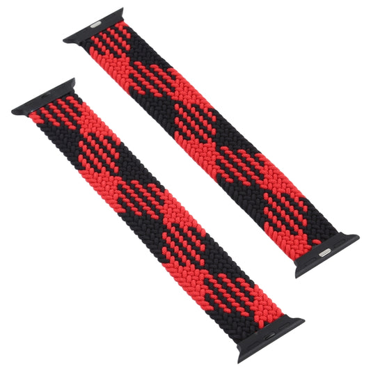 Plastic Buckle Mixed Color Nylon Braided Single Loop Watch Band For Apple Watch Ultra 49mm&Watch Ultra 2 49mm / Series 9&8&7 45mm / SE 3&SE 2&6&SE&5&4 44mm / 3&2&1 42mm, Size:XL(Checkered Red Black) by buy2fix