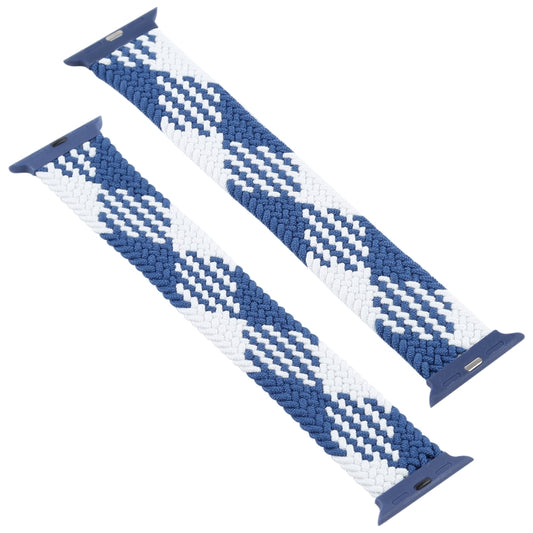 Plastic Buckle Mixed Color Nylon Braided Single Loop Watch Band For Apple Watch Ultra 49mm&Watch Ultra 2 49mm / Series 9&8&7 45mm / SE 3&SE 2&6&SE&5&4 44mm / 3&2&1 42mm, Size:XXL(Checkered Blue White) by buy2fix