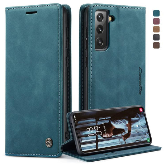 For Samsung Galaxy S21 5G CaseMe 013 Multifunctional Horizontal Flip Leather Case with Holder & Card Slot & Wallet(Blue) by CaseMe