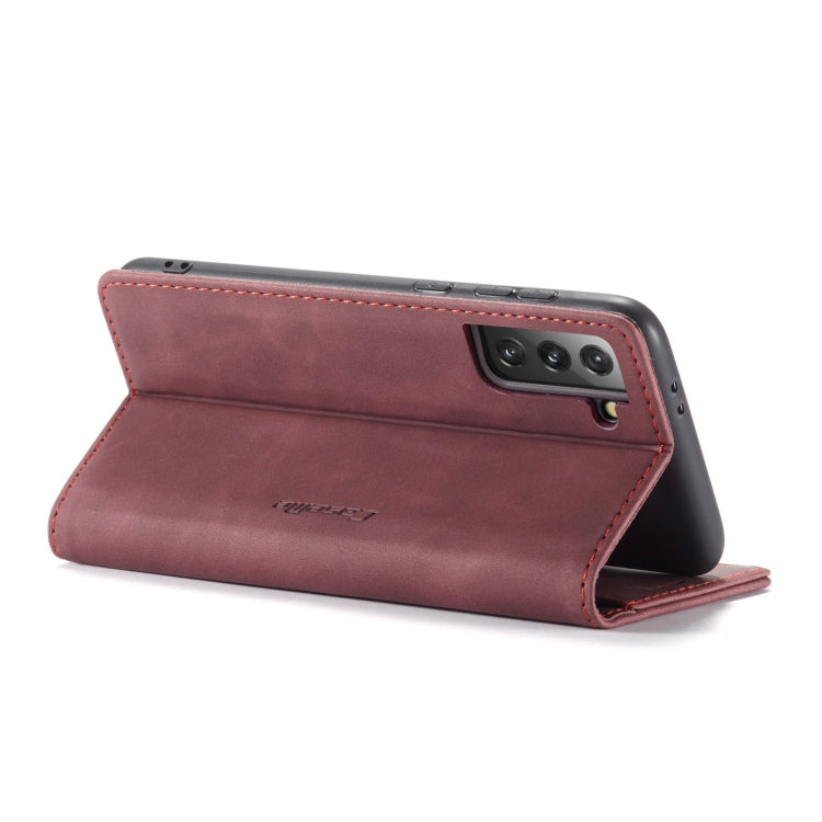 For Samsung Galaxy S21 5G CaseMe 013 Multifunctional Horizontal Flip Leather Case with Holder & Card Slot & Wallet(Wine Red) by CaseMe