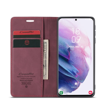 For Samsung Galaxy S21 5G CaseMe 013 Multifunctional Horizontal Flip Leather Case with Holder & Card Slot & Wallet(Wine Red) by CaseMe