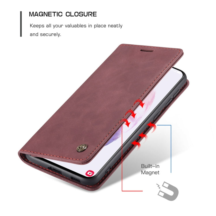 For Samsung Galaxy S21 5G CaseMe 013 Multifunctional Horizontal Flip Leather Case with Holder & Card Slot & Wallet(Wine Red) by CaseMe