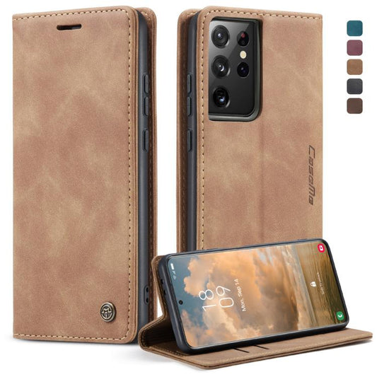 For Samsung Galaxy S21 Ultra 5G CaseMe 013 Multifunctional Horizontal Flip Leather Case with Holder & Card Slot & Wallet(Brown) by CaseMe