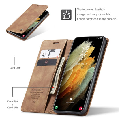 For Samsung Galaxy S21 Ultra 5G CaseMe 013 Multifunctional Horizontal Flip Leather Case with Holder & Card Slot & Wallet(Brown) by CaseMe