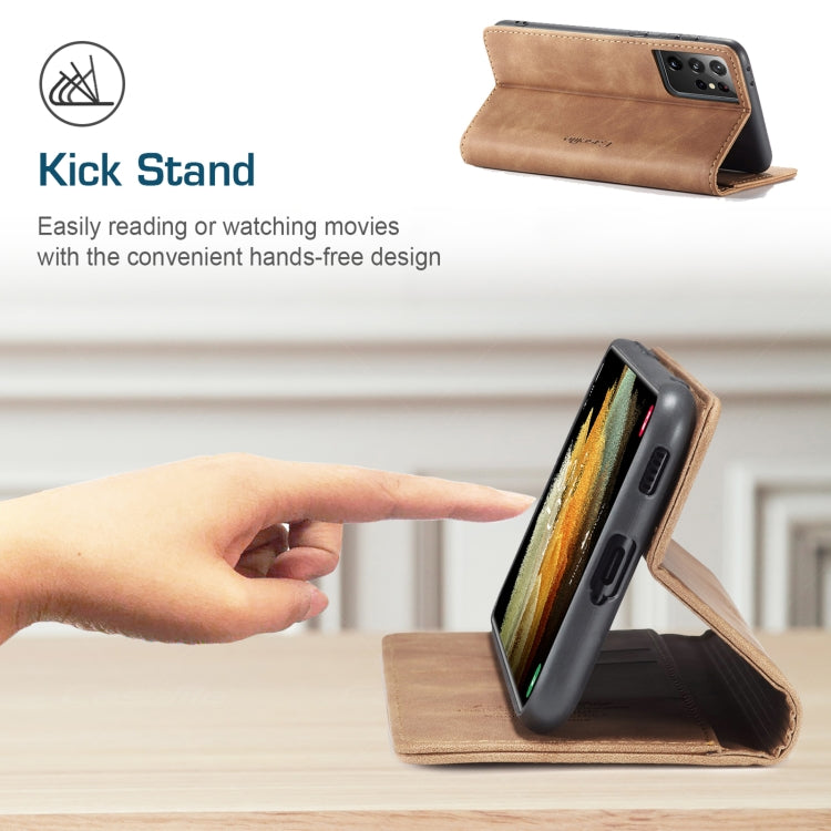 For Samsung Galaxy S21 Ultra 5G CaseMe 013 Multifunctional Horizontal Flip Leather Case with Holder & Card Slot & Wallet(Brown) by CaseMe