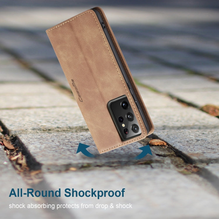 For Samsung Galaxy S21 Ultra 5G CaseMe 013 Multifunctional Horizontal Flip Leather Case with Holder & Card Slot & Wallet(Brown) by CaseMe