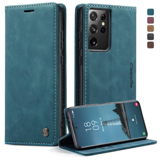 For Samsung Galaxy S21 Ultra 5G CaseMe 013 Multifunctional Horizontal Flip Leather Case with Holder & Card Slot & Wallet(Blue)